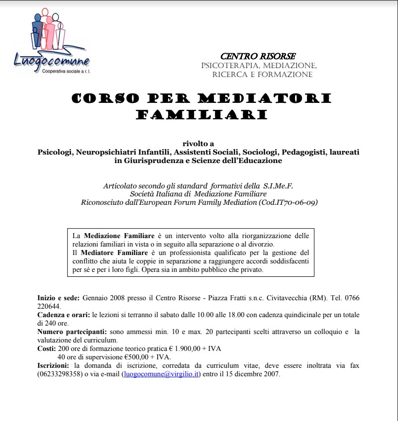 Corso per Mediatori Familiari